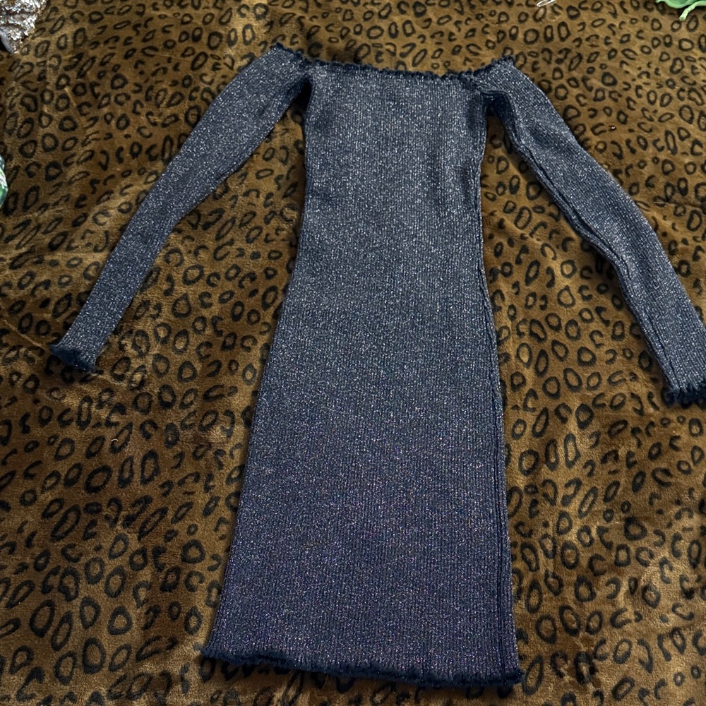 Elegant Long Sleeve Metallic Dress